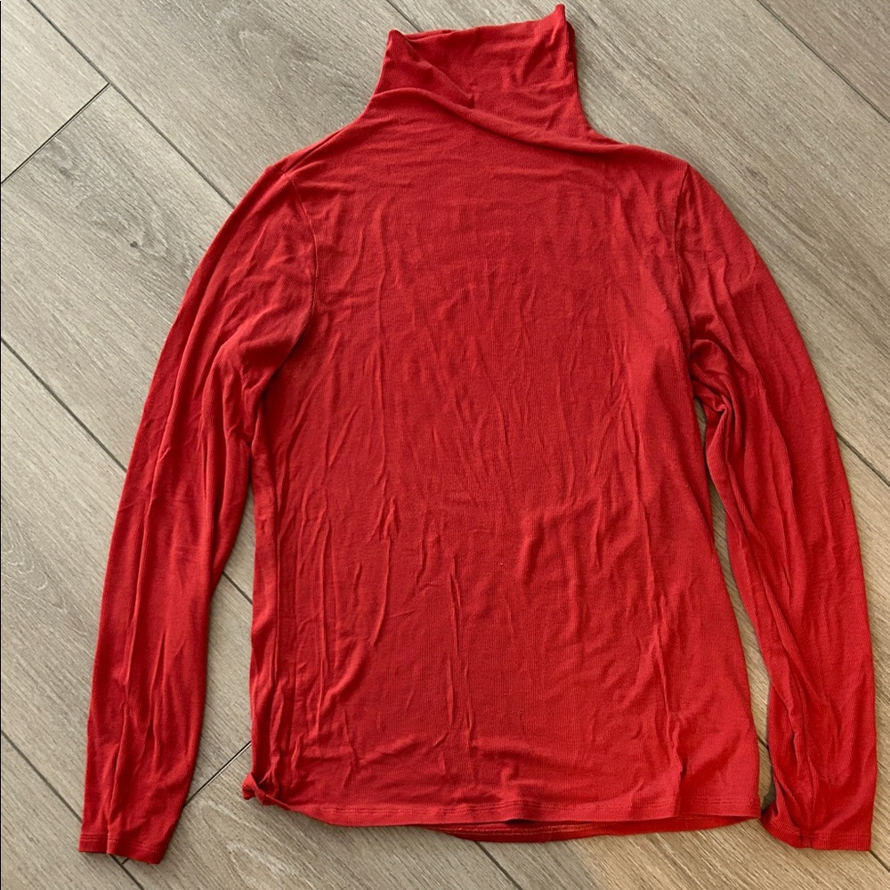Ag Adriano Goldschmied Red Ribbed Turtleneck